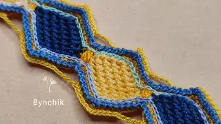 crochet a decorative cord made of rhombuses