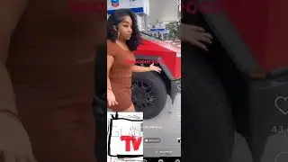 Tesla Cybertruck woman looking for gas tank #funny  🤣
