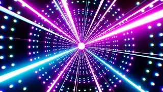 Glowing Neon Light Rays in the Flickering Lamps Tunnel Background VJ Loop Screen Art