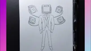 How to draw large tv man step by step with pencil