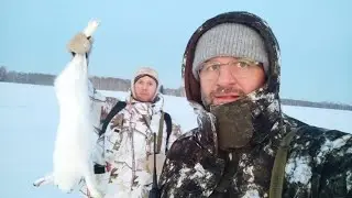 ОХОТА на ЗАЙЦА  ОХОТА на ЛЫЖАХ  ПОДНЯЛ с ЛЕЖКИ ЗАЙЦА  ДОБЫЛ ЗАЙЦА