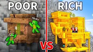 JJ and Mikey: POOR vs RICH MOUNTAIN BASE BATTLE in Minecraft - Maizen