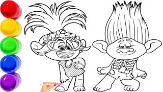 Poppy and Branch Drawing 💗💙 How To Draw Poppy & Branch From Trolls Easy