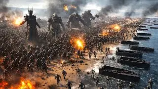 T-800 Terminators Storm Omaha Beach vs Sauron & His Army - Ultimate Epic Battle Simulator 2