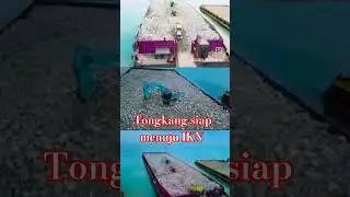 Tongkang yang memuat Batu Pondasi siap menuju IKN #tambang #barge #tongkang #batupondasi #ikn #palu