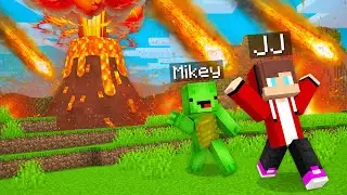 Mikey and JJ Are Escaping An Erupting Volcano in Minecraft (Maizen)
