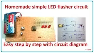 How to make simple LED flasher circuit - blinking flashing circuit