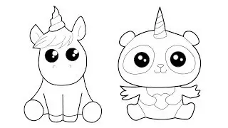 Unicorn and Panda Unicorn coloring and drawing for Kids, Toddlers | Diana Banana ☆