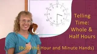 Telling time - whole and half hours - minute hand included (1st grade math)