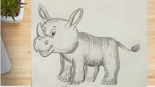 How To Draw Rhino Step By Step // Simple Rhino Drawing // Rhinocerous // Pencil Sketching