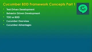 Part 1 - Cucumber BDD Framework Concepts