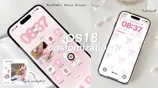 iOS 18 AESTHETIC CUSTOMIZATION 🌷✨ (pink) | custom iphone theme, widgets, icons tutorial