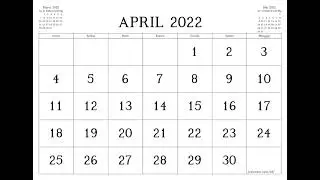 kalender bulan april 2022