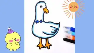 Duck How to Draw step by step 🦆 Easy Drawing Goose Pictures for Kids