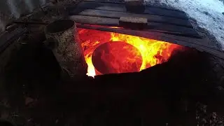 Производство древесного угля в земляной печи. Charcoal production in an earth kiln