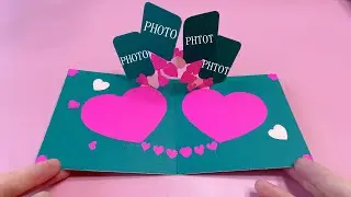 Handmade heart pop up card. Greeting card making tutorial. Easy and beautiful birthday gift card
