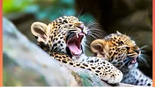 Leopard Cubs' Sleepy Stretch Routine!🐆💤