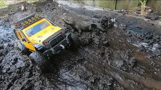 Scx24 Mud bog & River wash off!! 💦#scx24inwater #mudpit