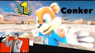 Conker from Conkers Bad Fur day Smash Ultimate DLC Victory pose!