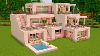 Minecraft Cherry Blossom Modern House tutorial (step by step!🍥)