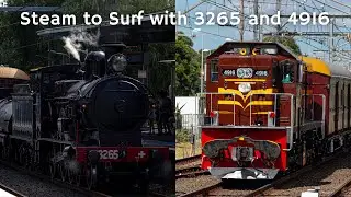 Kaelan's Trains Vlog 146: Steam to Surf with 3265 and 4916