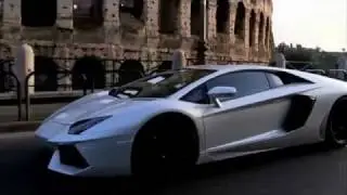 Two Lamborghini Aventadors LP700-4 race around in Rome, Italy HD - www.IanBrown.cc