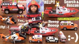 Fire Truck Toys that Shoot Water! Search and Rescue Vehicle Toys. Police Car, Ambulance, etc...