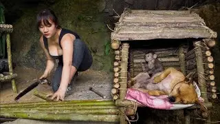 Solo Young Girl In The Forest, BUILT A SHELTER WHAT TO SLEEP 8