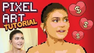 PIXEL ART in Photoshop (Tutorial)-KYLIE JENNER
