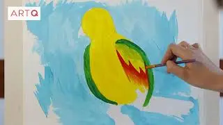Картина акварельными красками "Попугай". Мастер класс.
