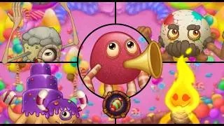 Candy Island - All Monster Sounds & Animations (My Singing Monsters: The Lost Landscapes)