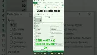 DIVIDE Selected Range in Excel 