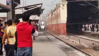 Prestigious Train 18 set on It's first run crosses past Aligarh Jn at Fierce speed