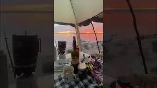 Красивый закат на реке Лена