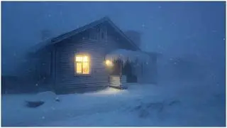 Loud Blizzard Wind & Relaxing Winter Sounds at a Snow Covered Log Cabin┇Howling Wind & Blowing Snow