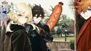 Childe Gives His Birthday Sausage to Zhongli