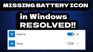 Battery icon not showing on taskbar- Windows 10- RESOLVED!