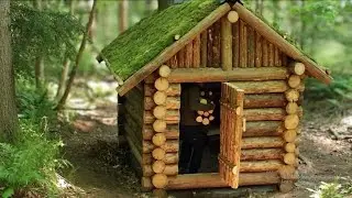 Building a beautiful survival home in a larch forest.