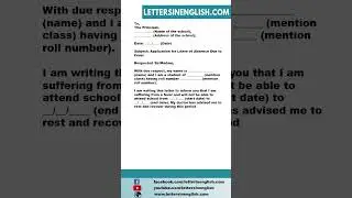 Application for Leave of Absence Due to Fever - Sample Application for Absent in School Due to Fever
