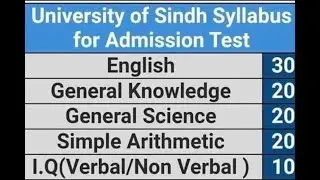 University of Sindh Syllabus for admission test 2023 || Entrance test Syllabus university of Sindh