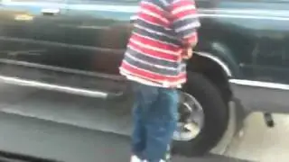 Guy Pumpin Car Wheel with Bike Pump!!!
