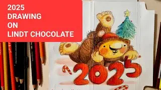 2025 Drawing on Lindt chocolate cover /Colored pencils tutorial