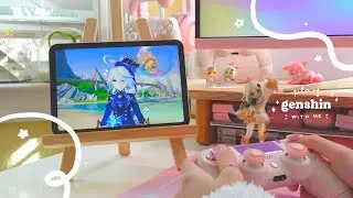 🩵 playing genshin on a comfy and quiet morning | 50 min of gameplay ambience (jp dub, ipad mini) ✩