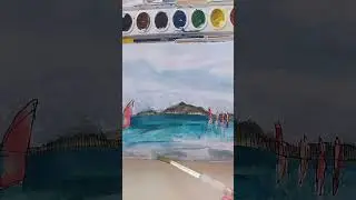 Watercolor Seascape #watercolors #art #seascape #Watercolor #watercolours #painting #sea #easy