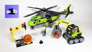LEGO 2016 CITY 60123 Volcano Supply Helicopter Time Lapse Build