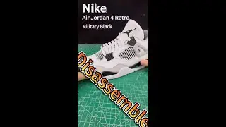 Disassemble A Pair $100 Basketball Shoes Nike Air Jordan 4 Retro Military Black #nike #aj4 #jordan4