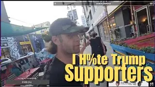 WATCH as crazed guy in a dress attacks Trump Supporter