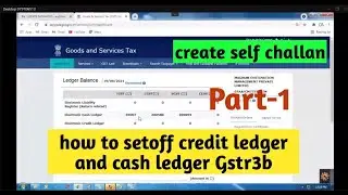 Part-2 Gstr3b how to create self challan || how to setoff credit ledger and cash ledger