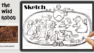 The Wild Robot Animals Album Sketch, Roz, bright bill, digital drawing