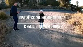 Bird's eye view. Priozersk city. Kosmonavtov street